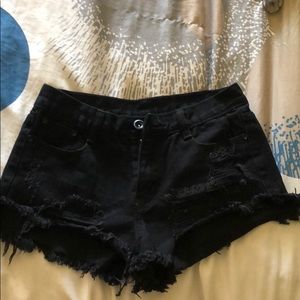 Black high cut shorts